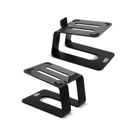 Audio Express Metal High Rise Speaker Stands, Desktop, Tilted Speaker Risers – PC Speakers, Freestanding, Bookshelf Speakers, Studio Monitor Stand, Computer Gaming, Multimedia, Heavy-Duty Steel (PAIR)