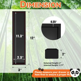 Lixple Bamboo Drawer Organizer, Narrow Silverware Organizer for Kitchen Drawer, Stackable Utensil Organizer, 2 Pcs Flatware Organizer for Drawer, Wooden Storage Box Tray (Black, 12 X 3 X 2 Inch)