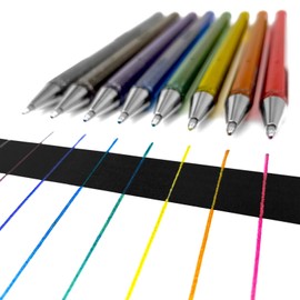 Pentel Hybrid - Dual Metallic Pens - Liquid Gel Rollerball Pens - K110 - Set of 8 Colours