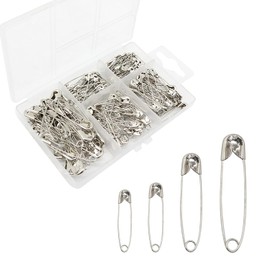 NXPUXP 150-Piece Safety Pin Set, 4 Sizes, Silver, Durable Safety Pins, Durable Safety Pins for Clothing, Crafts, Sewing