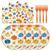 72Pcs Fall Paper Plates and Napkins Set, Autumn Pumpkin Dessert