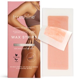 Wax Strips Hair Removal for Women: Natural Home & Travel Brazilian Body Waxing Strip for Bikini Armpit Leg - Vegan & Sensitive Skin Friendly, 40 Ct With Wipes