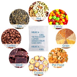 Weriirew Silica Gel Bags for Food Storage Humidity 100 Packs Silica Gel Sachets Desiccant Food Grade Moisture Absorber Dehumidifier