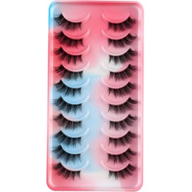 Clear Band Half False Eyelashes, 3D Fluffy Strip Eyelashes, D Curl Lash Strip, Natural False Eyelashes, Natural Wispies, Fluffy Eyelashes for Wispy Fake Eyelashes, Faux Eyelashes, Natural Look (DHF06)