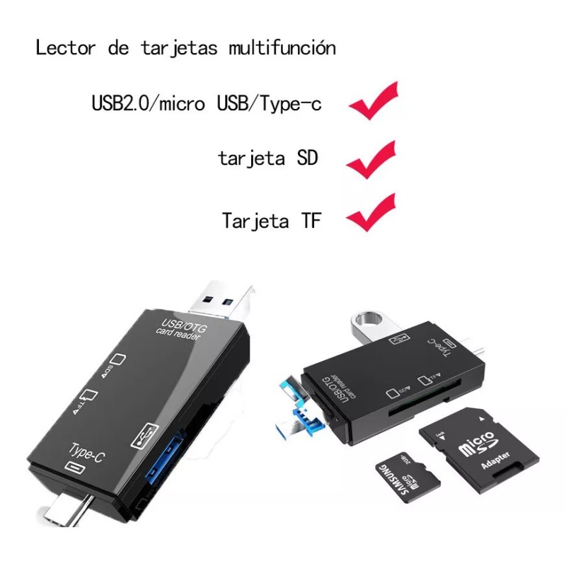Baellerry Adaptador Lector Tarjetas Usb Tipo-c Sd Tf Otg Pc