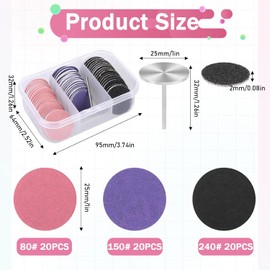 Sanding Paper Discs with Metal Nail Drill Bit, 25mm Pedicure Replacement Discs, Foot Sandpaper, Foot File for Manicure Pedicure (#80#150#240 Grits)