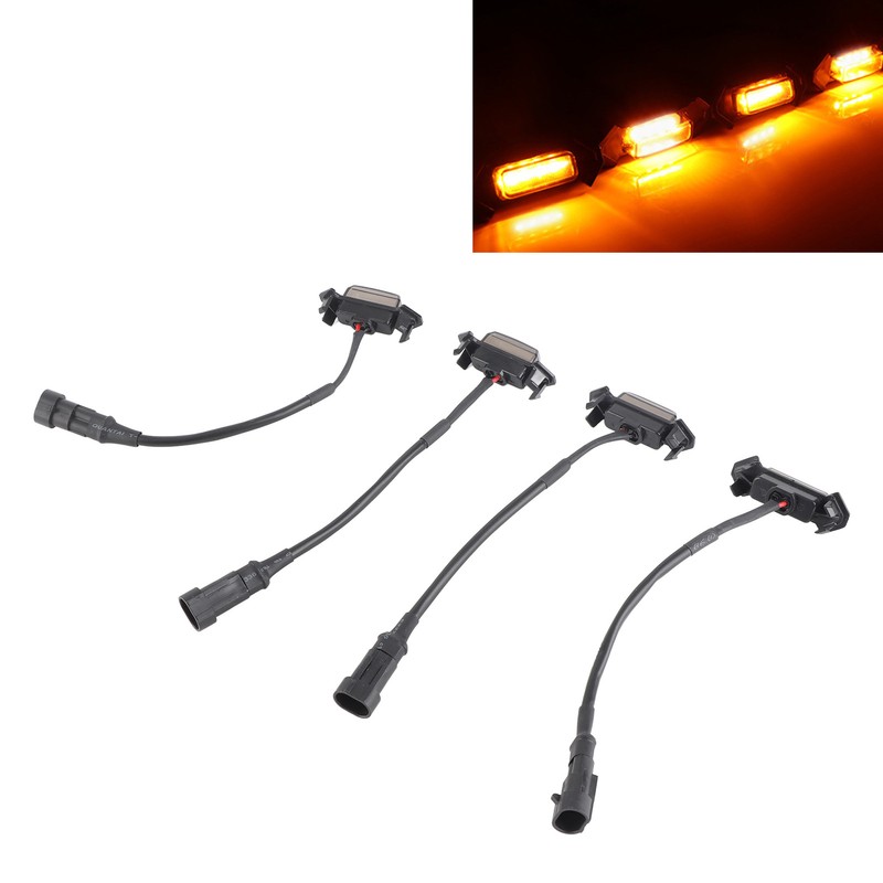 4Pcs LED Grille Lights DC12V Amber High Brightness Front Grille