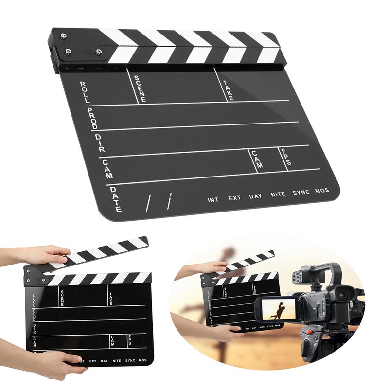30x25CM Acrylic Clapperboard Professional Movie Film Action Clap Director Photography