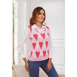 Vankovishion Women's Sweater Vest Knit Pink Sleeveless Pullover Tank Top for Women