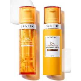 SKINTIFIC Suero Facial de Vitamina C 10% – Doble Cámara, Iluminador y Corrector de Manchas, Antioxidante con Protección UV, Efecto Fresco y Radiante, Todo Tipo de Piel