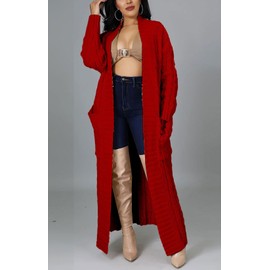 JEKYUARA 2023 Womens Fall Long Sleeve Open Front Cardigan Knit Draped Sweaters Outwear Solid Color Chunky Knit Sweater Cardigan