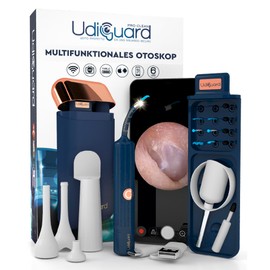 Ohrenschmalz Entferner Otoskop Ohrreiniger 10MP-HD-Kamera WiFi Flexibler Digitaler Ohrenspiegel UdiGuard Pro-Clean mit Pinzette und Austauschbaren Spitzen - Hals-Nasen-Ohren-Set Erwachsene und Kinder