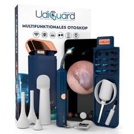 Ohrenschmalz Entferner Otoskop Ohrreiniger 10MP-HD-Kamera WiFi Flexibler Digitaler Ohrenspiegel UdiGuard Pro-Clean mit Pinzette und Austauschbaren Spitzen - Hals-Nasen-Ohren-Set Erwachsene und Kinder