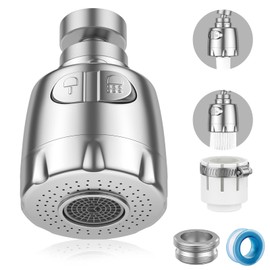 Vinabo Faucet Aerator, 360 Degree Rotating Swivel Head, Water Saving Strainer Aerator, Tap Attachment, Dual Function Mixer Nozzle, Suitable for Kitchen, 22mm Female Thread