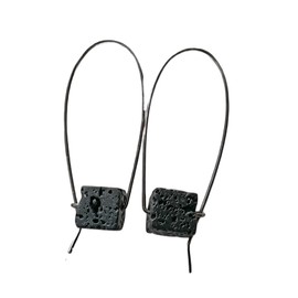 Lava Stone Essential Oil Diffuser Modern Hoop Earrings (Cube Stone, Black)