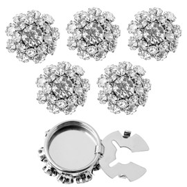 6 Pcs Rhinestone Button Cover Decorative Button Cover Clip Easy to Install Shirt Accessory for Women Men Clothing Party Wedding