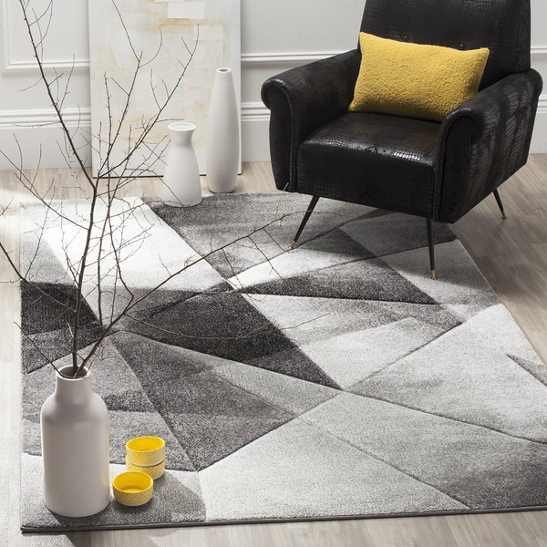 SAFAVIEH Porcello Collection PRL6939D Modern Abstract Non-Shedding Living Room Bedroom Dining Home Office Area Rug, 5'3" x 7'6", Light Grey / Charcoal