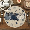 Artoid Mode Navy Blue Pumpkins Eucalyptus Leaves Round Fall Placemats