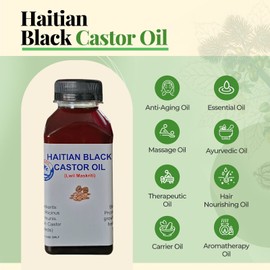 100% Pure HAITIAN Black CASTOR OIL for Thicker, Longer Hair. Lwil Maskriti.