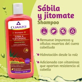 Shampoo Sabila Y Jitomate Para Cabello 550 Ml Cuarzo Natural                                                                                          