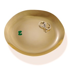 Kviceo Jewelry Tray Ring Dish, Stainless Steel Organizer in Gold-Tone Finish - Modern Holder for Earrings Keys, Wedding Shower & Engagement Gifts for Her, 4.64" (Z)