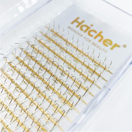 HAICHER Holographic Lash Tinsel, Colored Lash Extensions CC Curl 9-18mm Mixed Lash Trays (Gold, Spike)