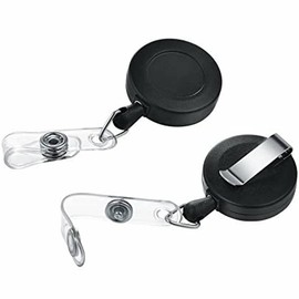 10 Pcs Retractable Badge Reel Clips Holder,Swivel Alligator Clip Retractable Badge Holder Reels,ID Card Holders with Retractable Badge Reels and Lanyard for Hanging ID Card Name Key Chain (Black)