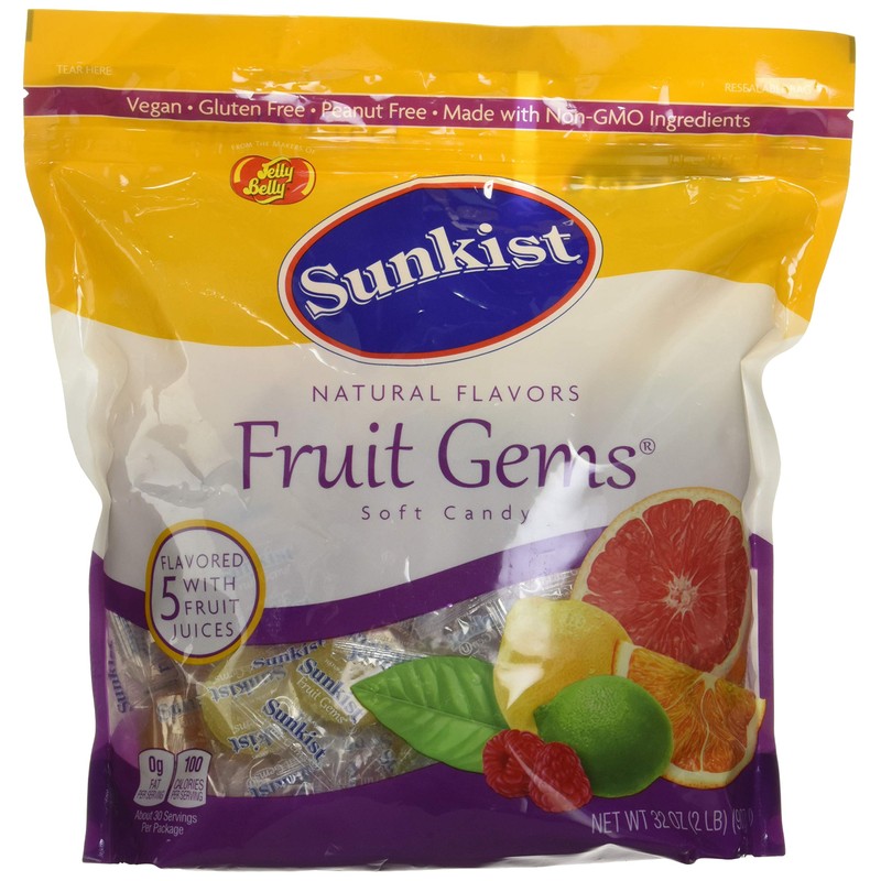 Sunkist Fruit Gems Soft Candy, Assorted Natural Flavors, 2-lb