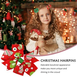 15 Pcs Christmas Hair Bows Clips, Alligator Christmas Bow Hair Accessories, Colorful Xmas Boutique Hair Clips, Classic Pattern Bowknot Hairpins Barrette for Girls (15 Styles)