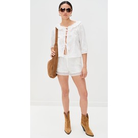 Bailey Rose Women's Embroidered Shorts, White, M