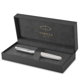 Parker Sonnet Fountain Pen | Metal & Pearl Lacquer with Palladium Trim | Solid 18k Gold Fine Nib | Gift Box