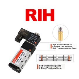 RIH Pneumatics Solenoid Valve 4Vseries 12V/24V/110V Single Coil Pilot-Operated Electric 5Way2Position (DC12V JunctionBox, 1/8‘’)