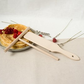 HOFMEISTER® Crepe Set, 2 Pieces, for Making and Turning Crepes, Crepe Turner and Crepe Distributor in a Set, Made of Robust and Sustainable Beech Wood, 32 cm