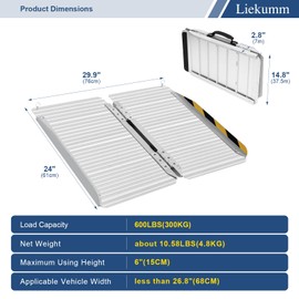 LIEKUMM 2FT 600LBS Capacity，Portable Wheelchair Ramp，Ramps for Wheelchairs for Home，Ramp for Stairs，Wheelchair Ramps for Vans，Suitable for Wheelchairs, Bicycles, Scooters
