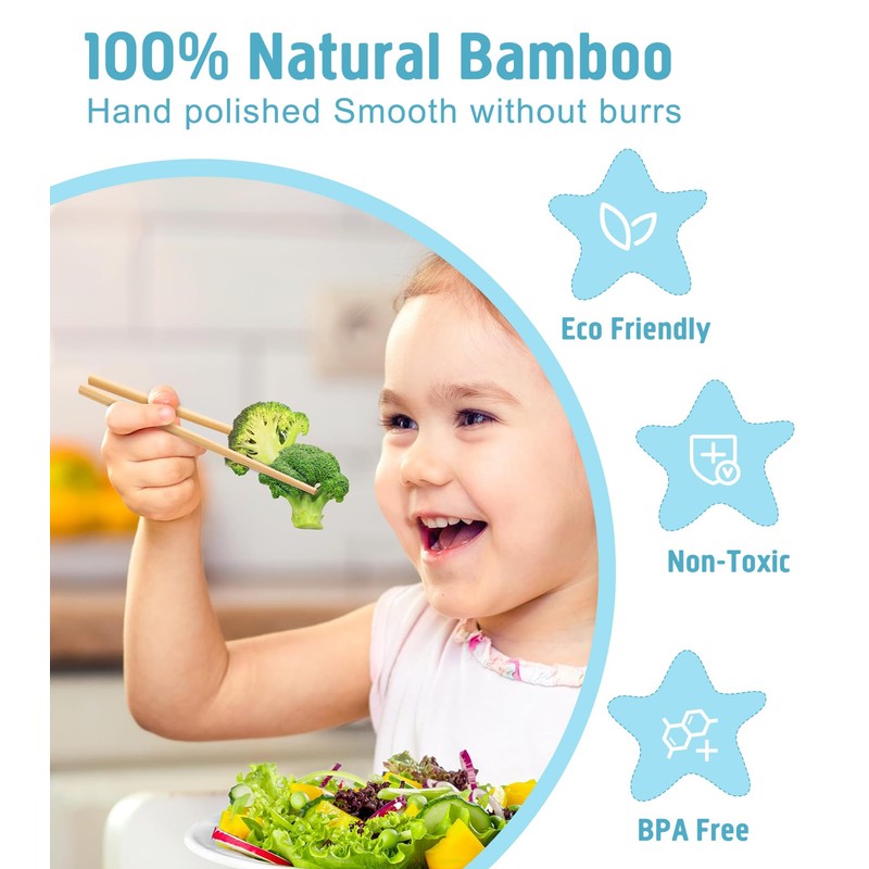 LOROTOCO 5 Pairs Kids Short Chopsticks 7inch Bamboo Reusable Training