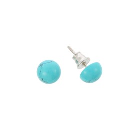 Artisana Schmuck Turquoise Reconstructed Round Stud Earrings Rhodium-Plated 925/000 Sterling Silver, Rhodium-plated 925/000 sterling silver Turquoise reconstructed, turquoise reconstructed