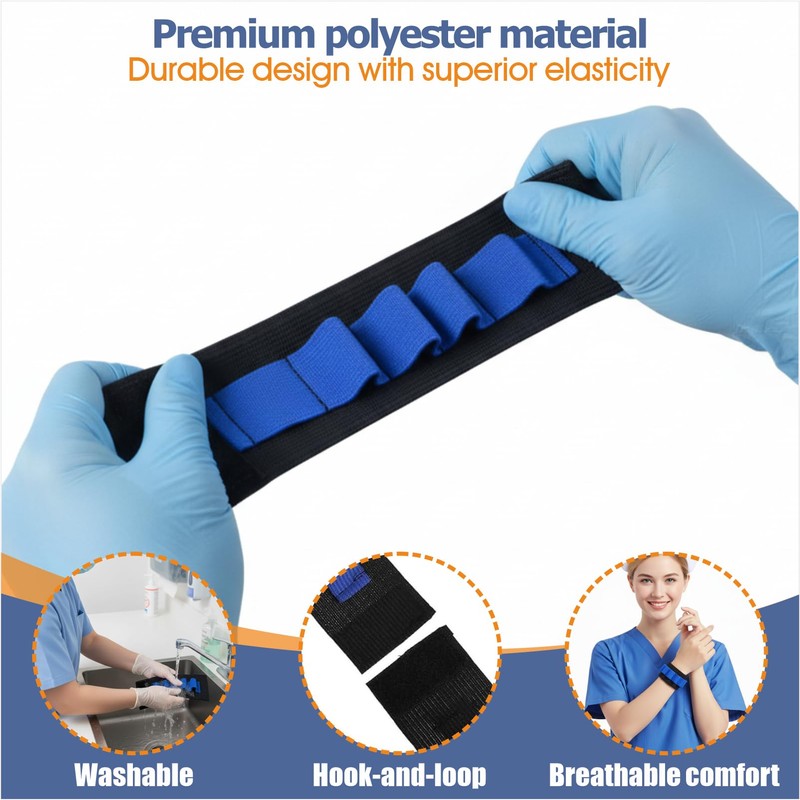 Phlebotomy Tube Holder Wristband with 8 Collection Tubes, Nurses Draw