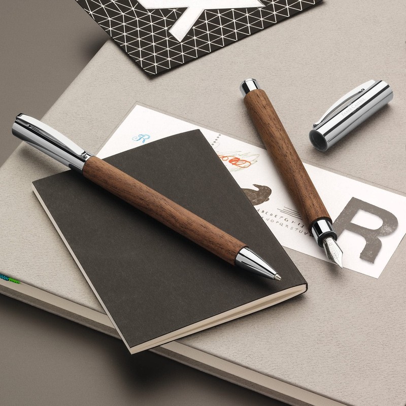 FABER-CASTELL Ambition 148531 Retractable Ballpoint Pen Walnut Ballpoint Pen Refill