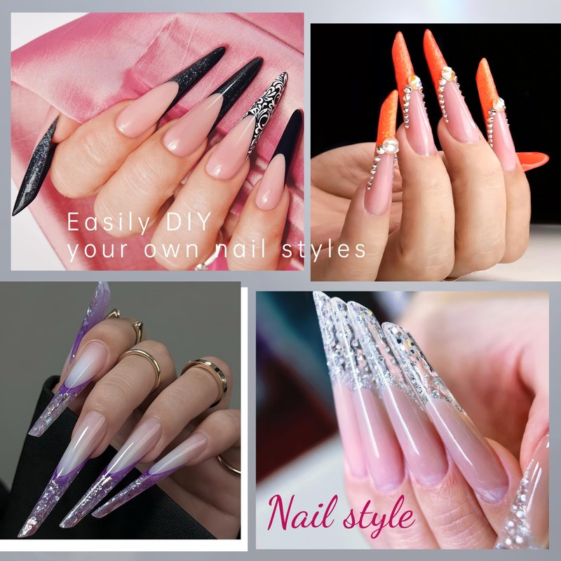 krofaue 150pcs Coffin Nail Dual Forms with UV Nail Light