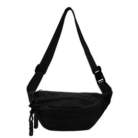Cord Bum Bag for Men and Women, Crossbody Waist Bag, Shoulder Bags, Chest Bag, Cord Adult with 3 Pockets and Adjustable Lightweight Belt Bag for Boys, Sporty, Hiking, black, Adult with 3 pocket