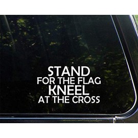 Diamond Graphics Stand for The Flag Kneel at The Cross (6-1/2" x 3-3/4") Die Cut Decal Bumper Sticker for Windows, Cars, Trucks, Etc.