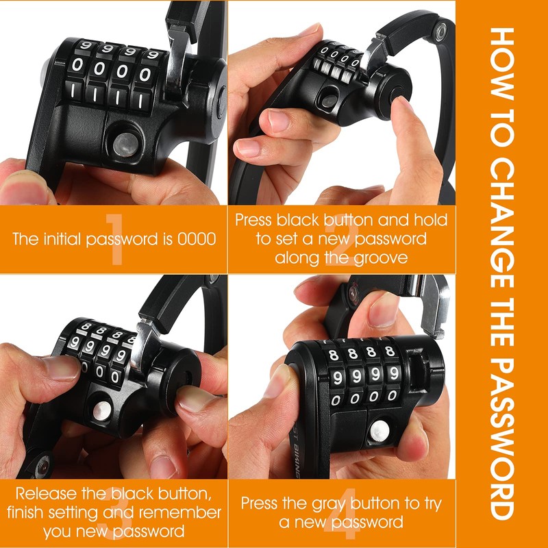 Bike Locks Heavy Duty Anti Theft Bicycle Lock Folding 4-Digit