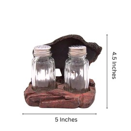 Rustic Black Buffalo Salt and Pepper Shaker Holder, Western Kitchen & Bar Décor, 4.5 Inches