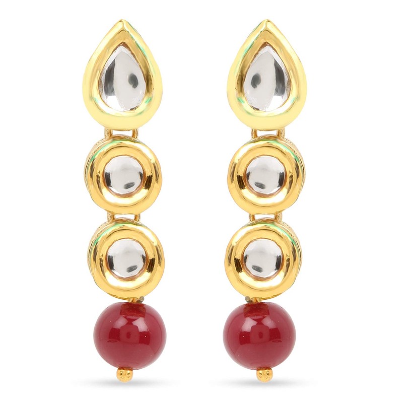 I Jewels Womens 18K Gold Plated Indian Beaded Jewelry Set