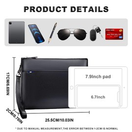 Leathario Wrist Bag Men's Leather Vintage Handbag Ideal for Travel Festival Men's Handbag Black, Black 101n