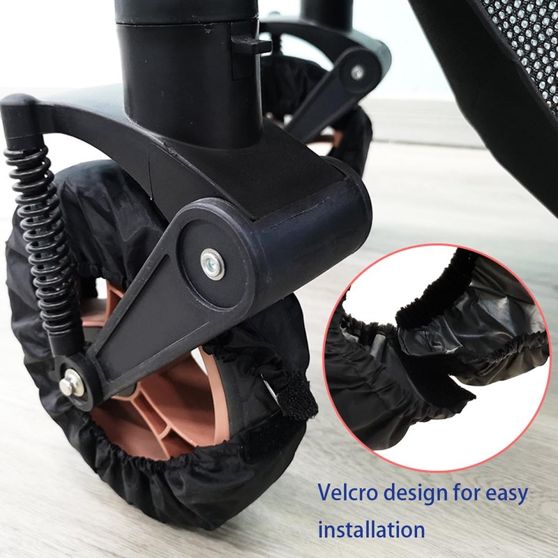 2 Pcs Stroller Wheel Protectors Black Dustproof Stroller Wheelchair Tire