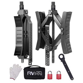 RVPNR217B RV Wheel Chock Stabilizer,Camper x chocks Travel Trailer, Wheel Chocks for Travel Trailers, Tire chocks rv Trailer (2 Packs) with Ratchet and Password Locks (Black)