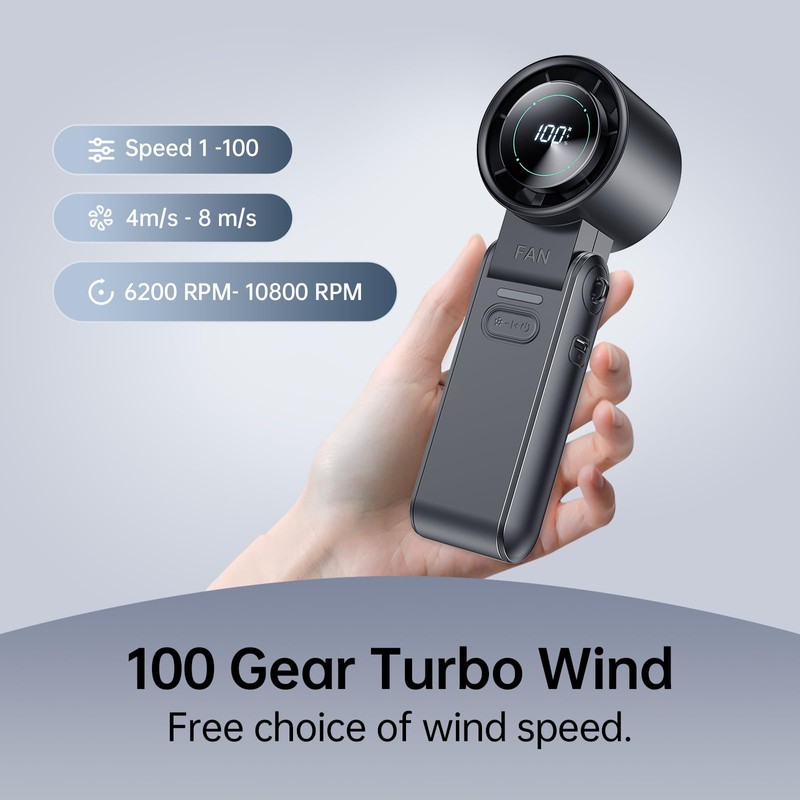 KIMMOO KIMMOO 3-in-1 Portable Handheld Turbo Fan-100 Speeds, 10800 RPM,