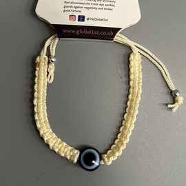VIE Evil Eye Ethnic Style Cotton Thread Bracelet (Cream)