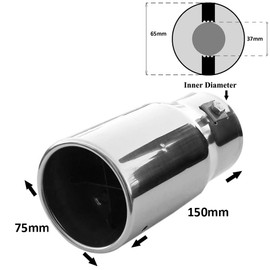 Rumplex Exhaust Trim Round Stainless Steel Sports Exhaust Tailpipe End Pipe Trim Exhaust Tips Tailpipe Trim Silencer Tip Universal Exhaust Pipe Chrome Rustproof